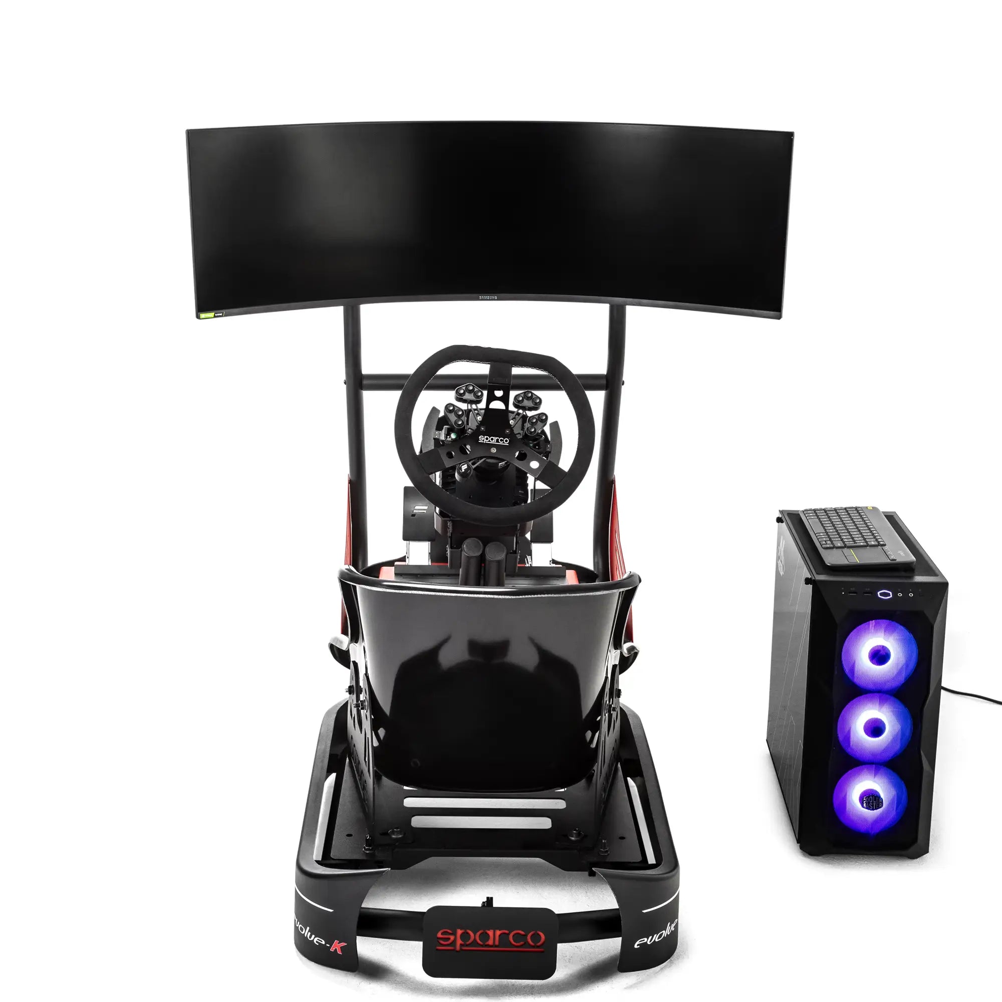 SIMULATOR SPARCO KART EVOLVE KART RIG II (SASIU KART, SCAUN, FANATEC SIM KIT PRO, VOLAN, PC, TASTATURA, SUPORT MONITOR, MONITOR)