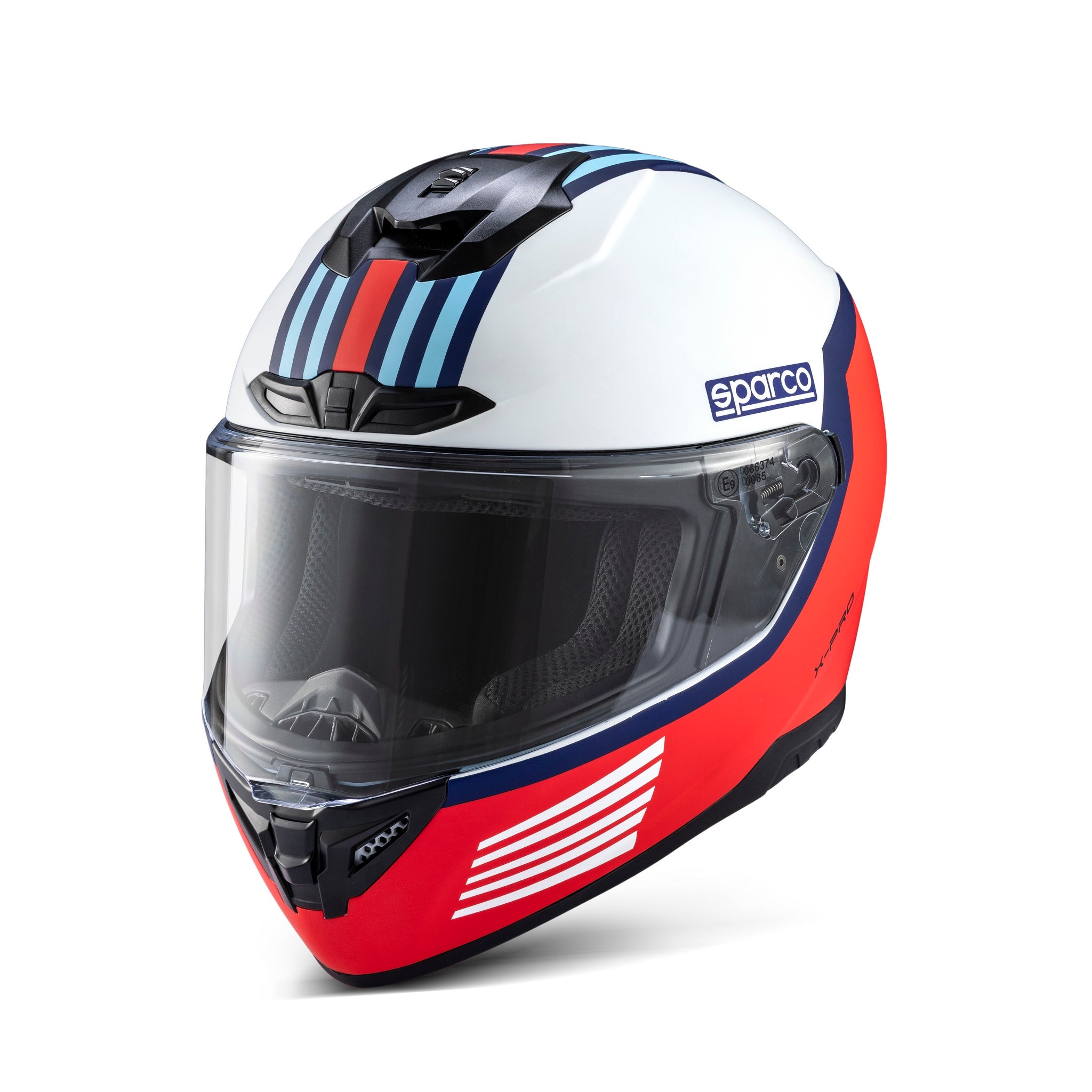 CASCA RACING SI KARTING SPARCO X-PRO MARTINI RACING EDITION, FARA OMOLOGARE FIA, FULL FACE, INTEGRALA, INCHISA, FARA SISTEM DE COMUNICARE, FARA CLEME HANS (ECE 22.06)