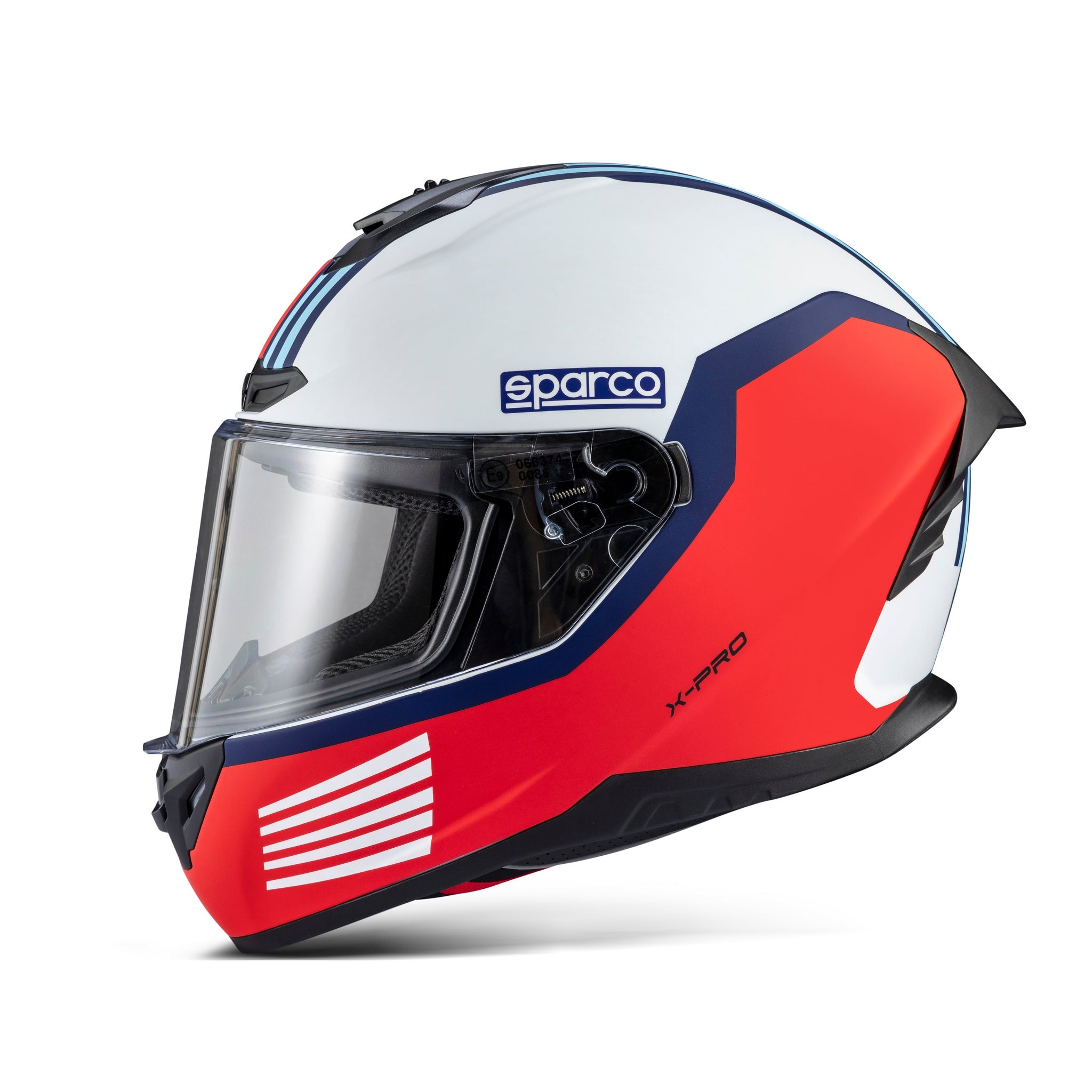 CASCA RACING SI KARTING SPARCO X-PRO MARTINI RACING EDITION, FARA OMOLOGARE FIA, FULL FACE, INTEGRALA, INCHISA, FARA SISTEM DE COMUNICARE, FARA CLEME HANS (ECE 22.06)