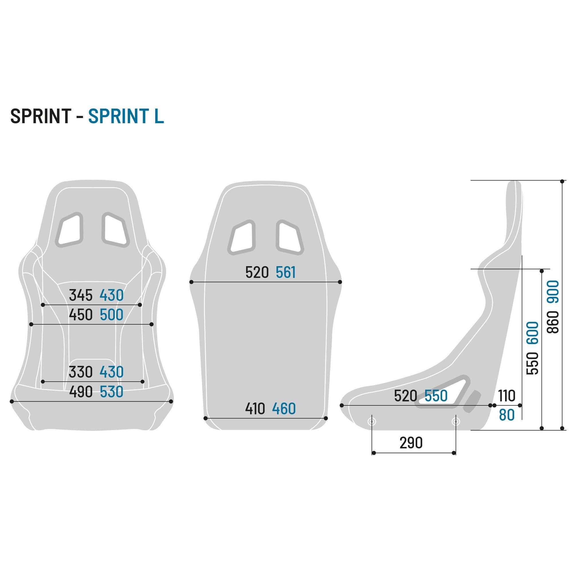 Marime scaun Sparco Sprint+ si Sprint+ L si SKY